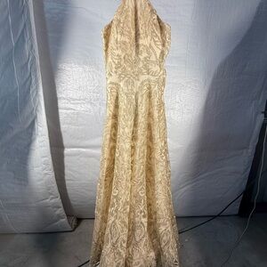 Speechless Gold Halter Prom Gown,event,festival, wedding